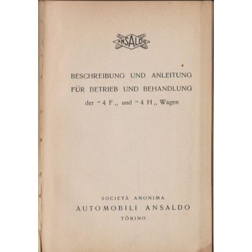   Beschreibung und Anleitung der Betrieb und Behandlung "4 F" und "4 H" Wagen
