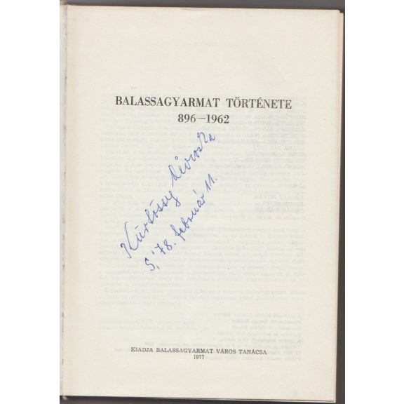 Balassagyarmat története 896-1962