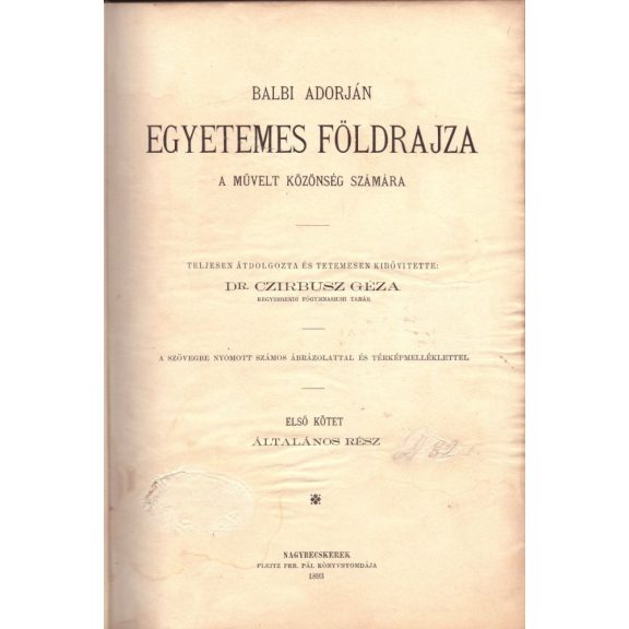 Balbi Adorján egyetemes földrajza I-II.