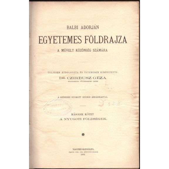 Balbi Adorján egyetemes földrajza I-II.