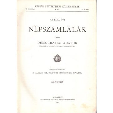 Az 1930-ik évi népszámlálás I.