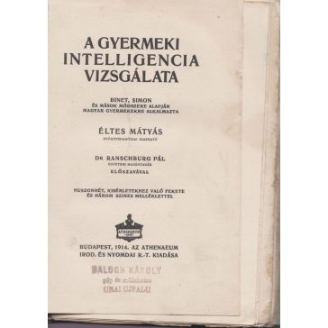 A gyermeki intelligencia vizsgálata