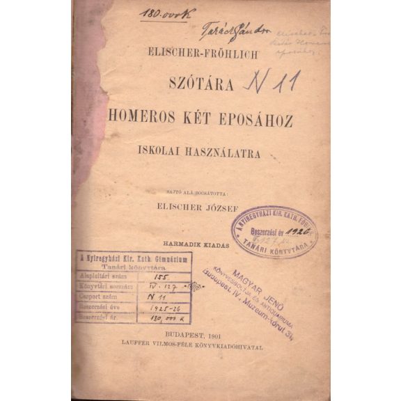 Elischer-Fröhlich szótára Homeros két eposához