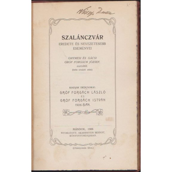 Szalánczvár eredete és nevezetesebb eseményei
