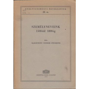Személyneveink 1500-tól 1800-ig