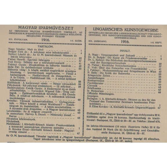 Magyar Iparművészet XIX. évf. 1-10. szám