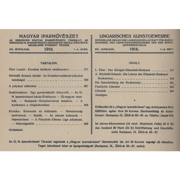 Magyar Iparművészet XIX. évf. 1-10. szám