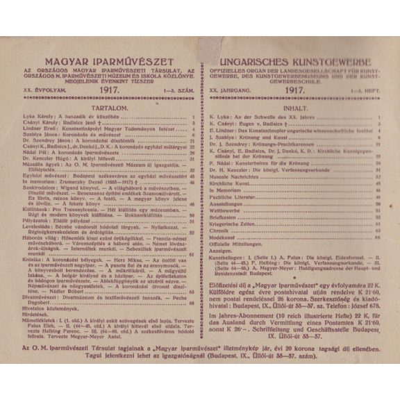 Magyar Iparművészet XX. évf. 1917. 1-10. szám