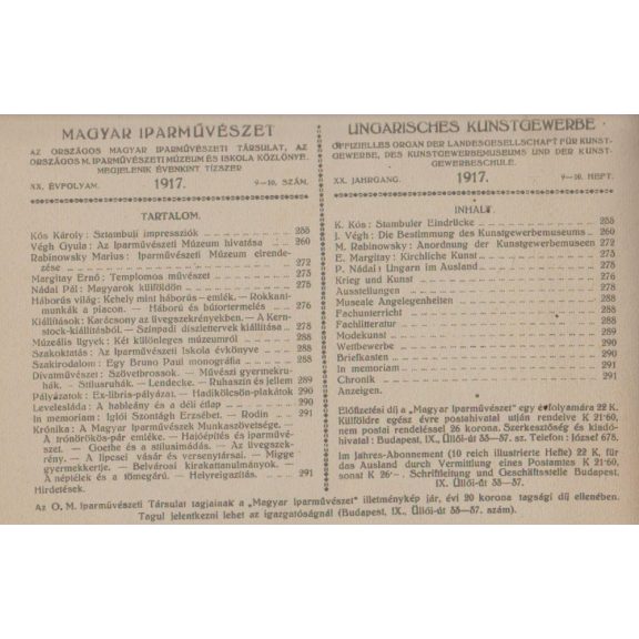 Magyar Iparművészet XX. évf. 1917. 1-10. szám