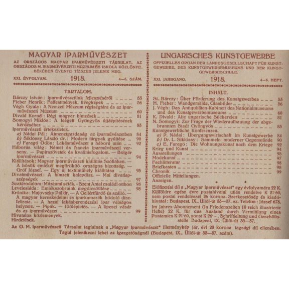Magyar Iparművészet XXI. évf. 1-10. szám