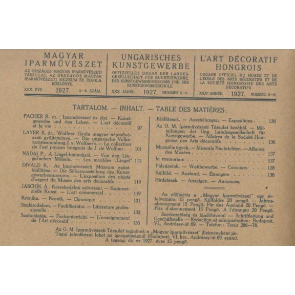Magyar Iparművészet XXX. évf. 1-10. szám