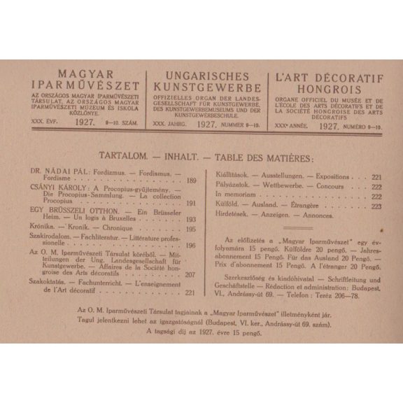 Magyar Iparművészet XXX. évf. 1-10. szám