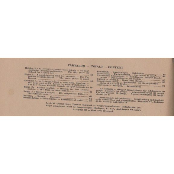 Magyar Iparművészet XXXIII. évf. 1930. 1-10. szám
