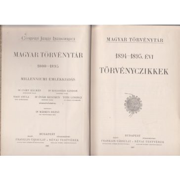 Magyar Törvénytár. 1894-1895. évi törvényczikkek