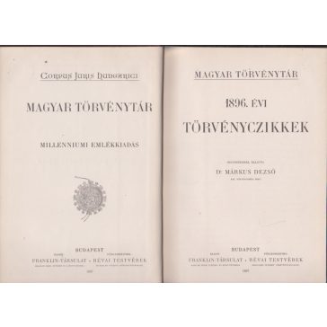 Magyar Törvénytár. 1896. évi törvényczikkek