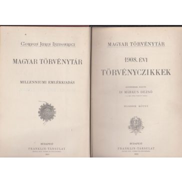 Magyar Törvénytár. 1908. évi törvényczikkek II.