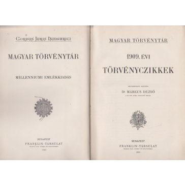 Magyar Törvénytár. 1909. évi törvényczikkek