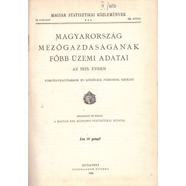   Magyarország mezőgazdaságának főbb üzemi adatai az 1935. évben