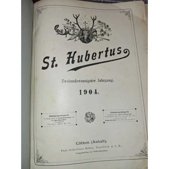 St. Hubertus Zeitschrift für Jagd Fischerei und Naturkunst