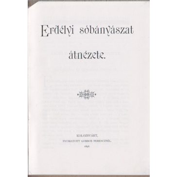 Erdélyi sóbányászat átnézete (fénymásolat)