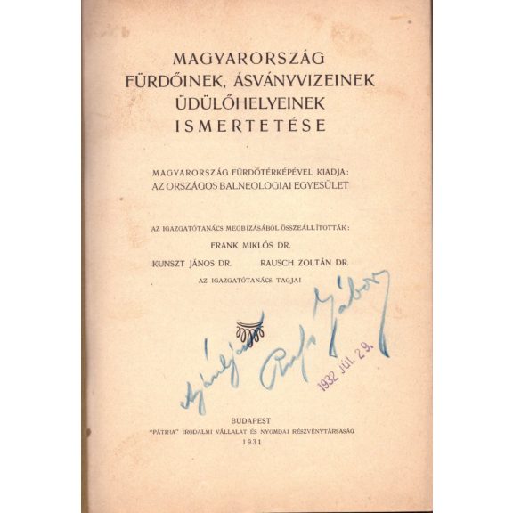 Magyarország fürdőinek, ásványvizeinek, üdülőhelyeinek ismertetése
