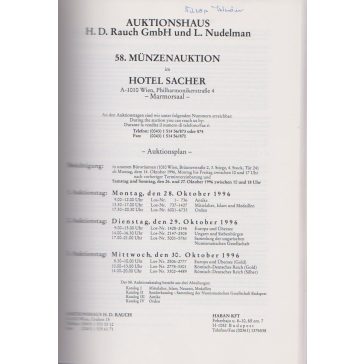   Auktionshaus H. D. Rauch GmbH und L. Nudelman 58. Münzenauktion im Hotel Sacher III.