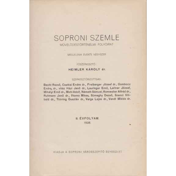 Soproni Szemle 1938. II. évfolyam