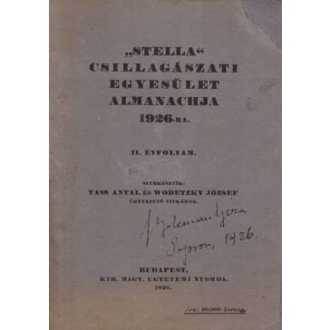   "Stella" Csillagászati Egyesület almanachja 1926-ra