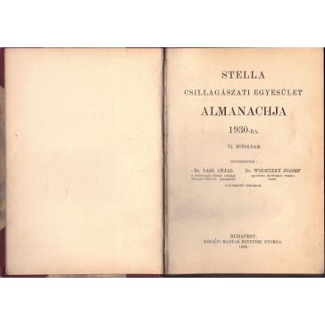 Stella Csillagászati Egyesület Almanachja 1930-ra