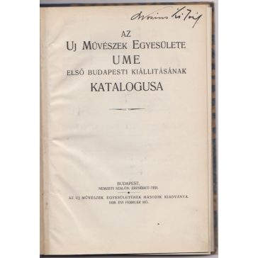   Az Új Művészek Egyesülete UME első budapesti kiállításának katalogusa