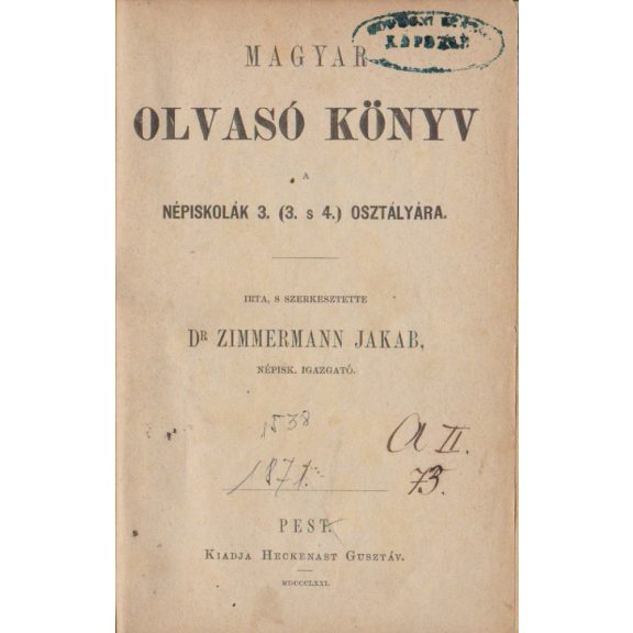 Magyar olvasó könyv a népiskolák 3. (3. s 4.) osztályára